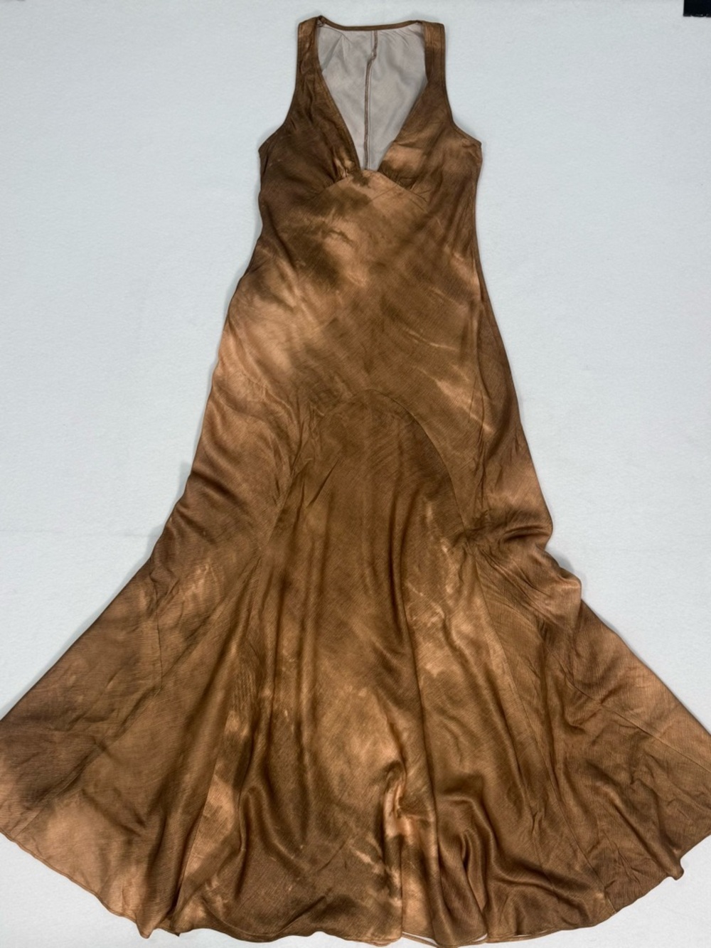 Auteur Studio Bronze V-Neck Silk/ Rayon Maxi Dress